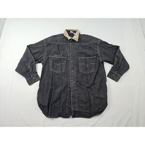 Harley Davidson and Taz Yosemite Sam Denim Shirt Looney Tunes Black Sz XL